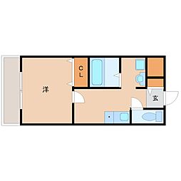 リビングエース平和 2階1DKの間取り