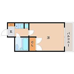 ダイドーメゾン園田2 3階1Kの間取り