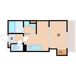 クリエオーレ猪名寺 2階1LDKの間取り