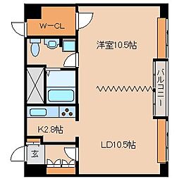 シャンブル杭瀬 7階1LDKの間取り