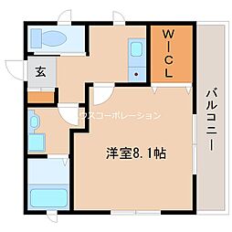 VILLETTA塚口 1階1Kの間取り