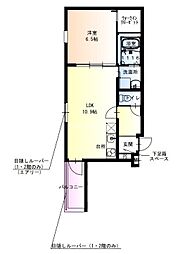 フジパレスJR塚口 1LDKの間取図画像