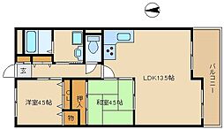 コスモ塚口 2LDKの間取図画像