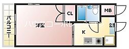 Kビル 1Kの間取図画像