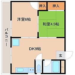 メゾン南塚口1 2DKの間取図画像