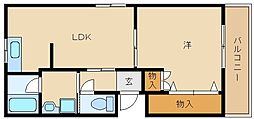 シュレスヘン南塚口 1LDKの間取図画像