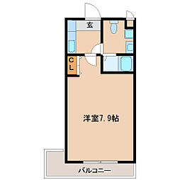 セルジュYS東園田 1Kの間取図画像