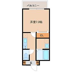 モレスヴィラ塚口 1Kの間取図画像