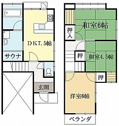 近鉄京都線 大久保駅 徒歩10分の賃貸一戸建て 3DKの間取り