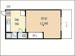 やよい荘 1階2DKの間取り