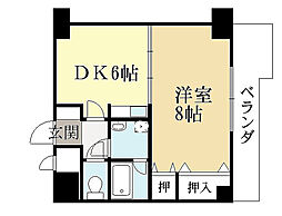 サンタウン宇治 5階1DKの間取り