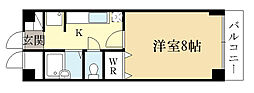 セントラル槙島 4階1Kの間取り