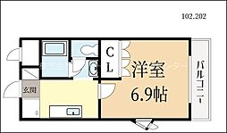 近鉄京都線 寺田駅 徒歩4分の賃貸マンション 1階1Kの間取り