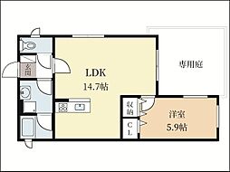 La estacion 1階1LDKの間取り