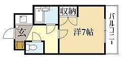 パル大久保 2階1Kの間取り