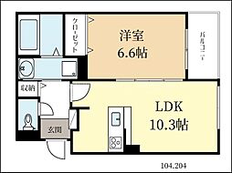 京阪本線 淀駅 3.6kmの賃貸アパート 1階1LDKの間取り