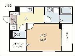 カルム 新久 1Kの間取図画像