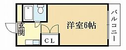 ボーン宇治1号館 1Kの間取図画像