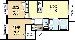 シャーメゾン久津川 2LDKの間取図画像