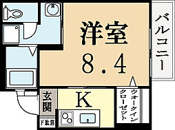 ル・プレジール 1Kの間取図画像