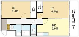 ケイズメゾン春日森 2DKの間取図画像