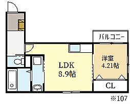 KTIレジデンス寺田 1LDKの間取図画像