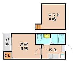 HKRRコーポ馬出 1Kの間取図画像