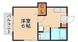 パピオヒルズ 1Kの間取図画像