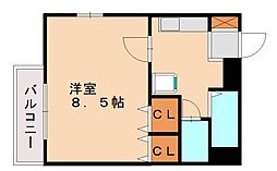 ダイナコート産大前 3階ワンルームの間取り
