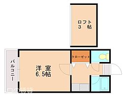 ホットライン唐原 2階1Kの間取り