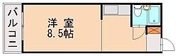 JR鹿児島本線 九産大前駅 徒歩4分の賃貸マンション 1階ワンルームの間取り