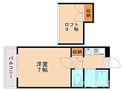 ウエルネス下原 1Kの間取図画像