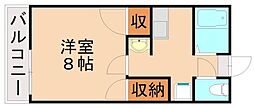 グリーンヒルズ香椎 1Kの間取図画像