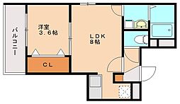 Cherim和白東west 1LDKの間取図画像