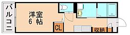 THETERRAce多々良 1Kの間取図画像