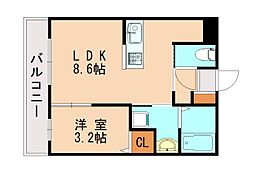 福岡市東区和白丘3丁目アパート 1LDKの間取図画像