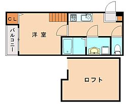 カーサ・コンフォルト和白東 1Kの間取図画像