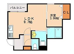 福岡市東区唐原1丁目アパート 1LDKの間取図画像