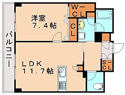 ブルーミングテラス東郷駅前 1LDKの間取図画像