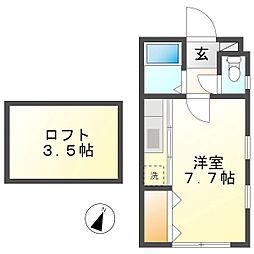 ロッソコルサ 2階ワンルームの間取り