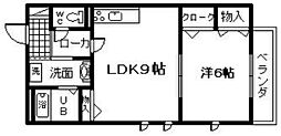 南海線 岸和田駅 徒歩2分の賃貸アパート 2階1LDKの間取り