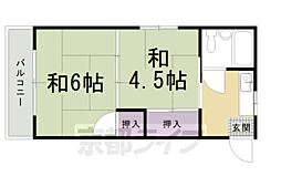 京都地下鉄東西線 太秦天神川駅 徒歩8分の賃貸マンション 2階2Kの間取り