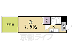 JR山陰本線 太秦駅 徒歩17分の賃貸アパート 1階1Kの間取り
