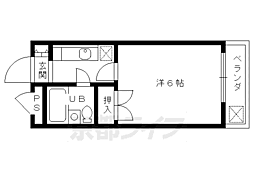 JR山陰本線 太秦駅 徒歩10分の賃貸マンション 2階1Kの間取り