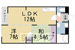 JR山陰本線 太秦駅 徒歩10分の賃貸マンション 3階2LDKの間取り