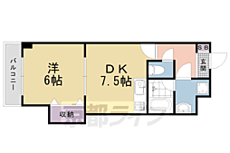 阪急京都本線 西院駅 徒歩12分の賃貸マンション 6階1DKの間取り