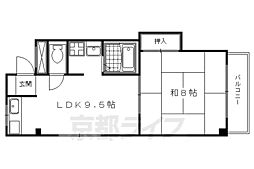 京都地下鉄東西線 太秦天神川駅 徒歩5分の賃貸マンション 3階1LDKの間取り