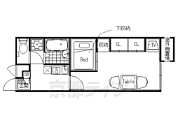 阪急嵐山線 松尾大社駅 徒歩13分の賃貸アパート 1階1Kの間取り