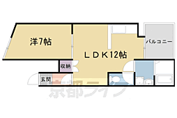 JR山陰本線 太秦駅 徒歩8分の賃貸マンション 3階1LDKの間取り