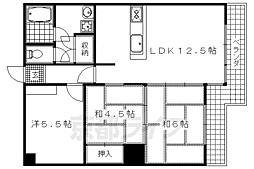 JR山陰本線 嵯峨嵐山駅 徒歩9分の賃貸マンション 2階3LDKの間取り